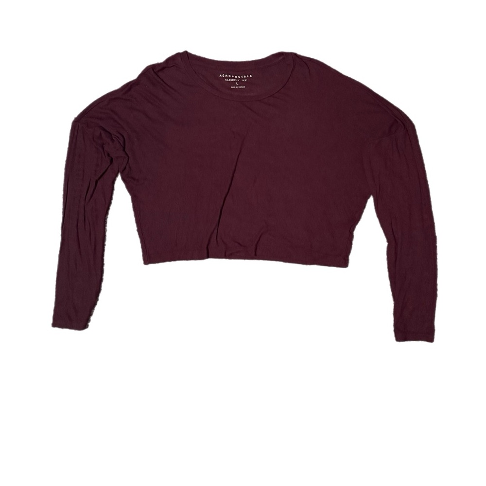 Maroon Long Sleeve Cropped Tee